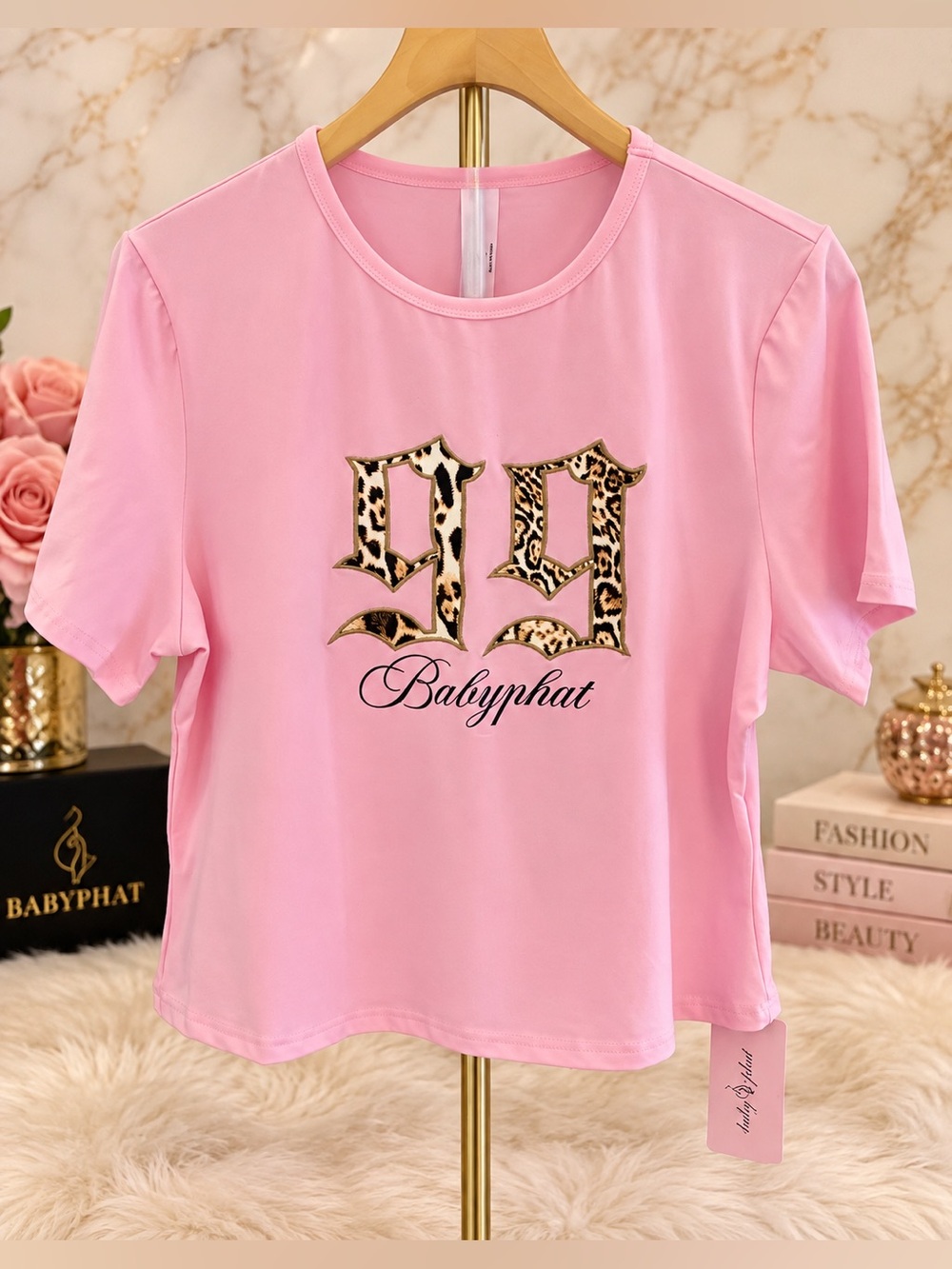 Baby Phat Pink Leopard 99 Crop Top T-Shirt